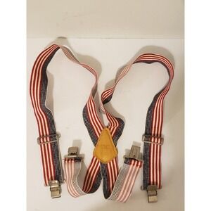 CLC Custom Leathercraft USA Elastic Suspenders USA Flag Cowhide Red White Blue